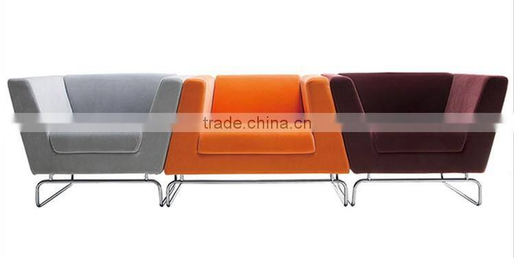 Grey leather office sofa ,stainless steel