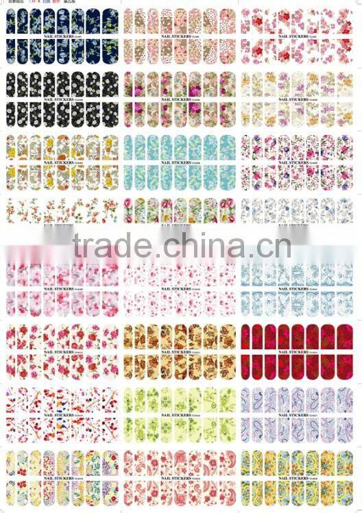 2015 wholesale 16pcs/sheet water transfer nail stickers decal cheap stickers nail