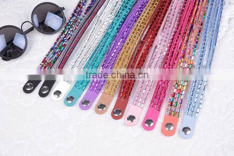 Double Layer Velvet Leather Bracelet with Rhinestone 2016 Velvet Wrap Bracelet