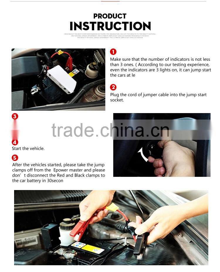 12000mAh 12v 3 in 1 USB interface, glare LED flashlight, 8 laptop adapters emergency12v mini snap on emergency car jump starter