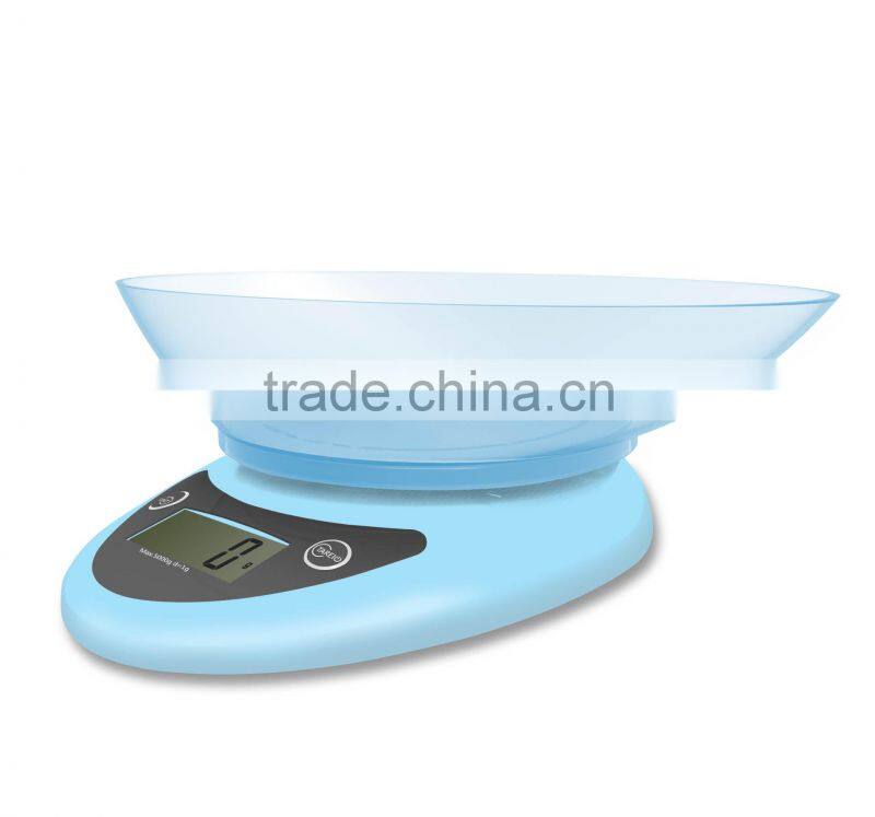 Promotional kitchen scale for give away gift, 5kg kitchen scale full ABS plastic