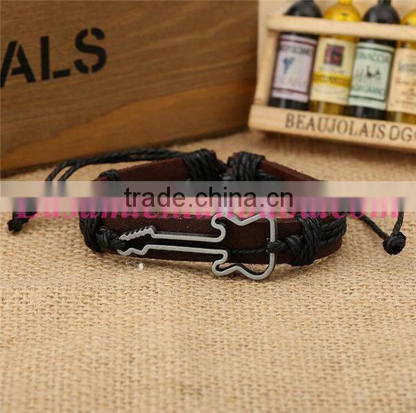 Leather bracelet factory wholesale hollow guitar bracelet leather man