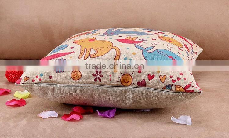 2015 gorgeous animation cartoon cotton and linen pillowcase fashionable colorful home cloth art cushion cover