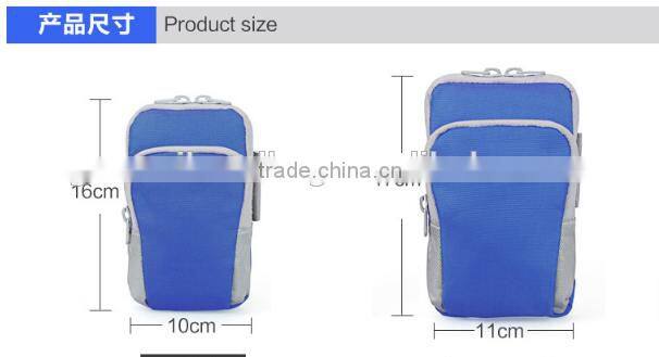 High - grade double zipper wrist pack arm of mobile phone key outdoor sports bag;Running Mobile Phone nylon sport arm bag