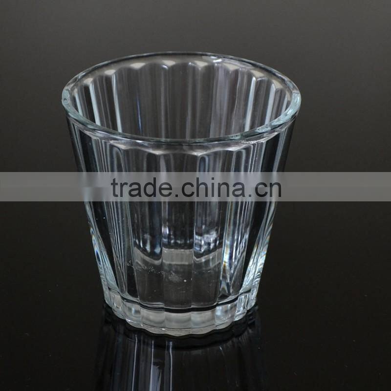 Round Shape Votive Candle Holder Clear Candle Glass with Embossed Pattern