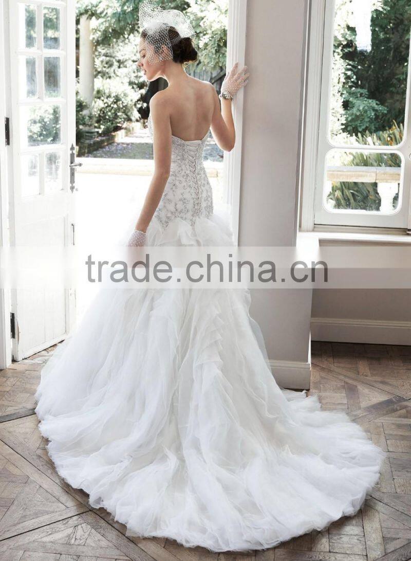 (MY2601) MARRY YOU Alibaba Sweetheart Embroidered Beaded Ruffle Skirt Wedding Dress 2016