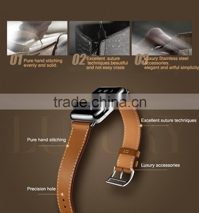 New 1:1 Original Quality Cuff Bracelet Strap Leather Watchband for Apple Watch Band 42mm 38mm With Metal Adapters