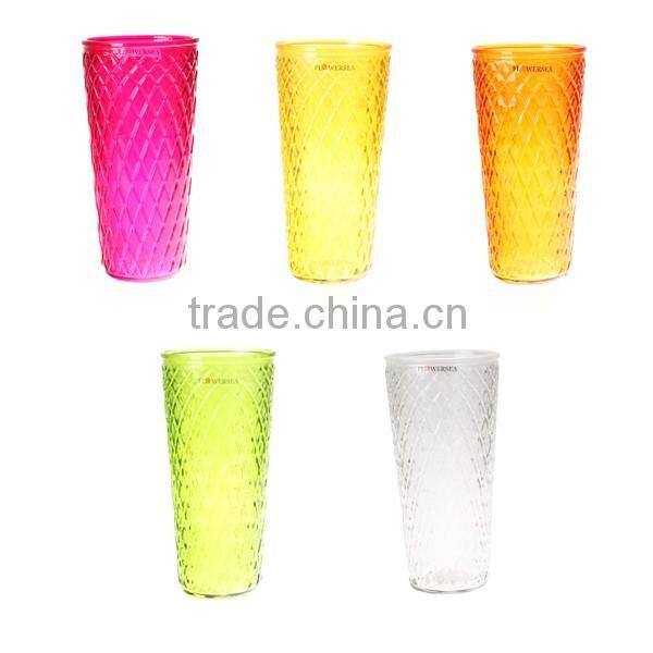 2016 hot selling different size colored clear glass vases flower for home decoration
