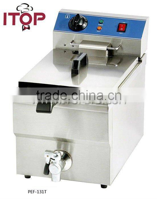 Electric fish fryer with valve 13L