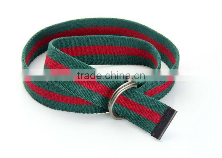 Beyond Boys' Green&Red Striped Web Belt with D-ring Closure