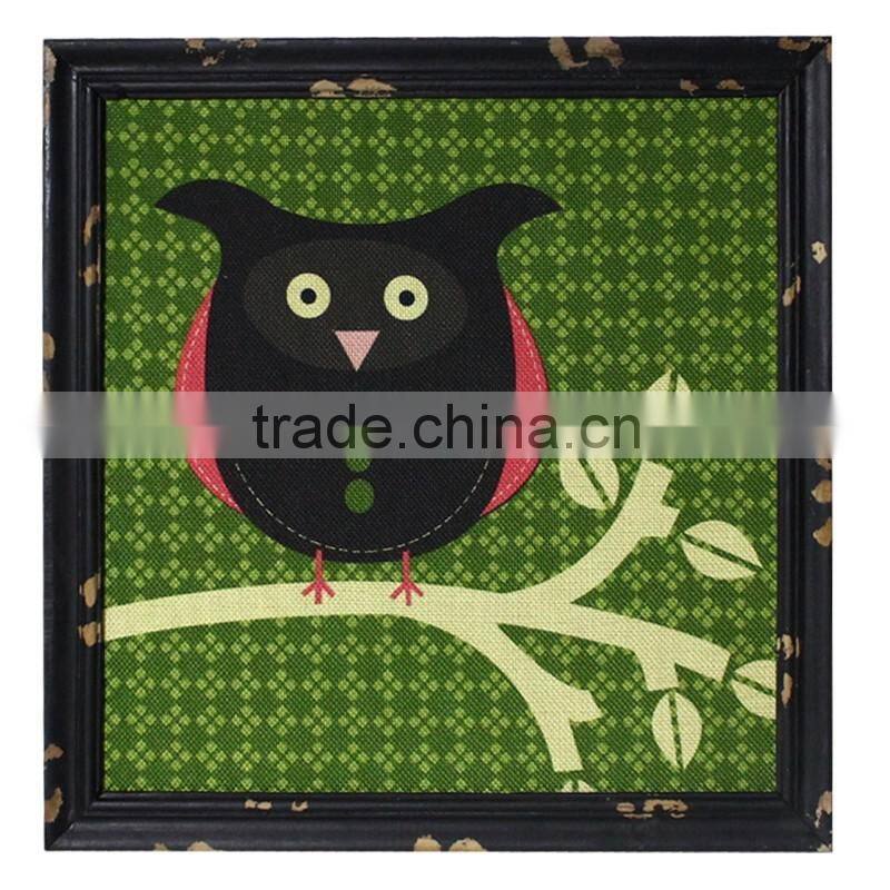 Burlap Wall Art Decoration Black Wood Frame Printing