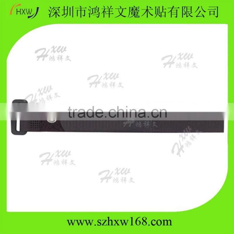 Hook and Loop Cable Ties Black Cinch Straps with Eyelet