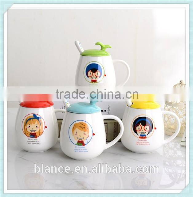 ceramic spear design mug with leaf lid