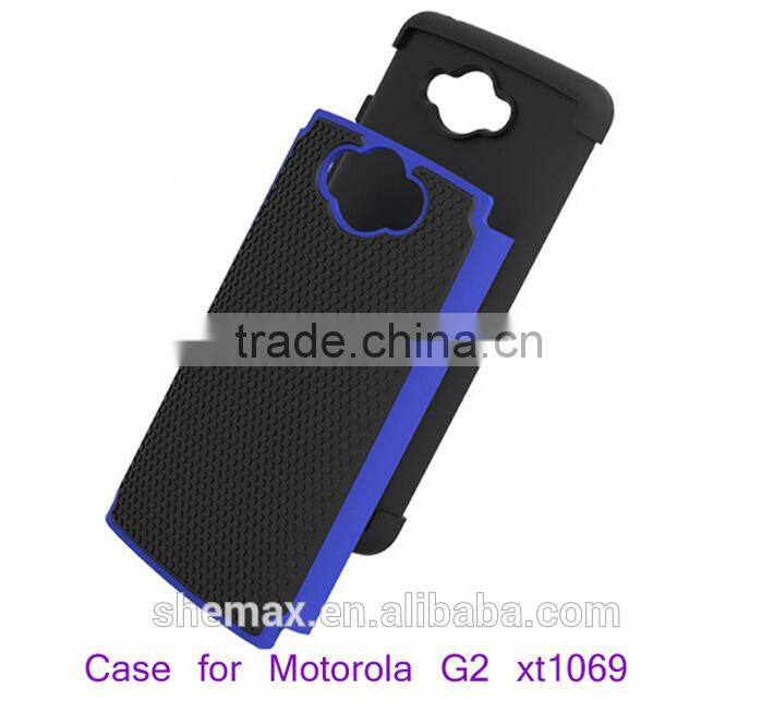 shockproof cover case for motorola moto g2/two in one hybrid back cover for moto g2 xt1069