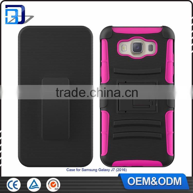 2016 New Outdoor Heavy Duty 3 in 1 Belt Clip Cell Phone Case For SamSung Galaxy J7 (2016) J710 PC Silicone Armor Kickstand Cover