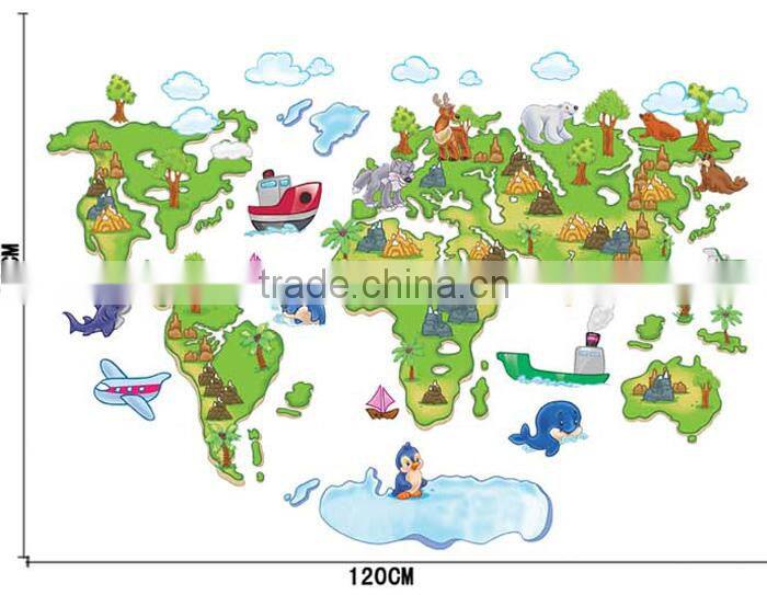 New Arrival Decorative Bedroom Plastic Wall Sticker World Map