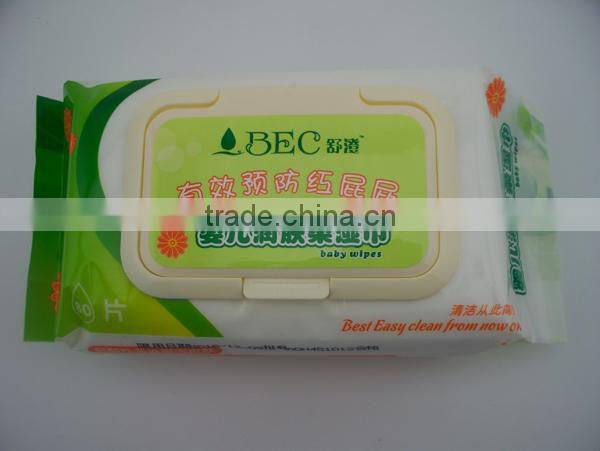 Wholesale baby disposable 80 pcs wet wipes with lid for baby cleaning