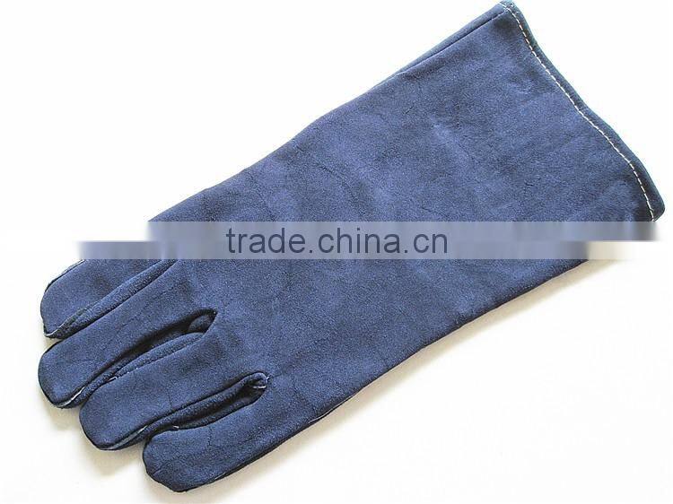 New Arrival Blue Cheap Cow Split Leather Safety Working Long Welding Welder Gloves