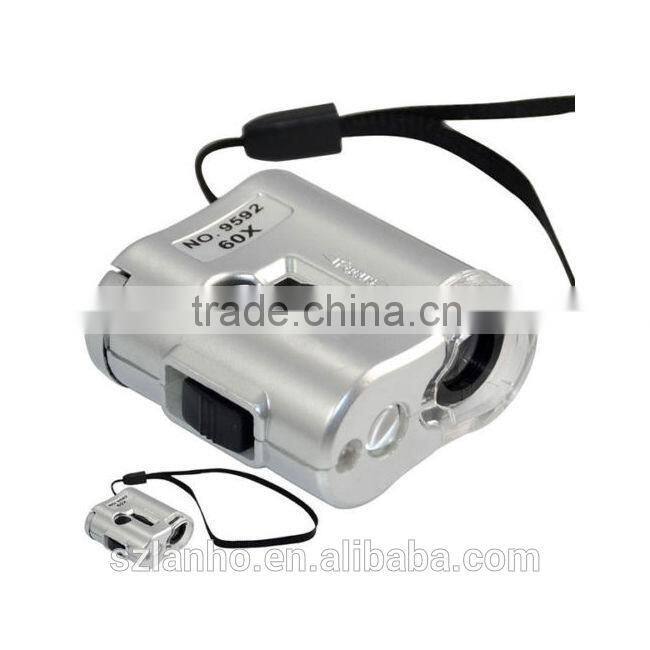 60X Microscope Loupe Lens Illuminated Magnifier UV LED Glass Mini Magnifying