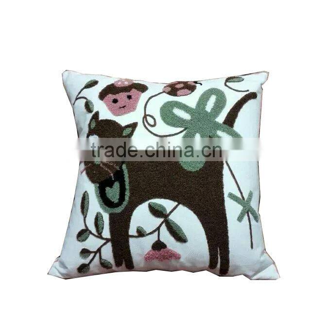 Embroidered Christmas Deer Cushion Cover