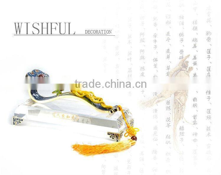RORO Chinese Traditional Wishful Life Ruyi ginseng enamel crystal decorative article for home decoration