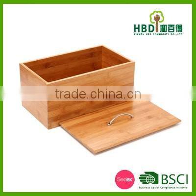 2016 Most popular design bamboo bread bin/wood bread box with lid