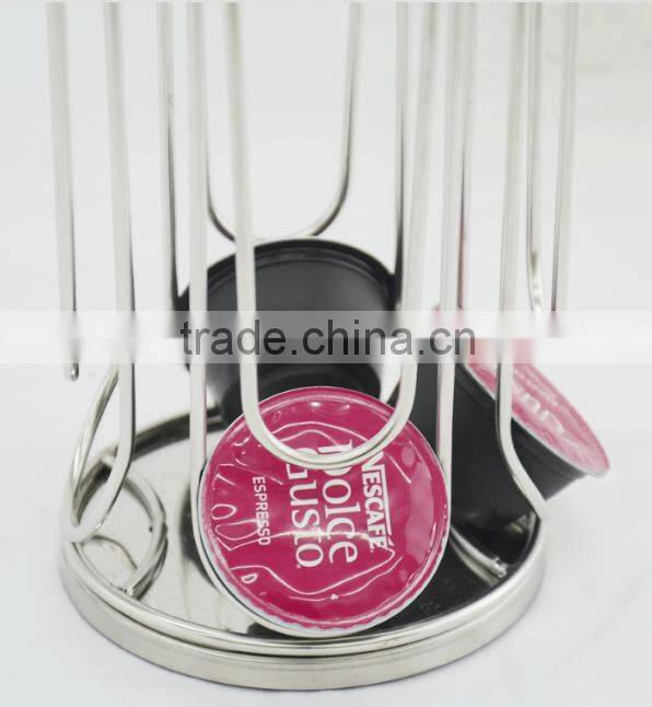 Customized wall mounted Stainless Steel Coffee Capsule Holder 24 pod storage