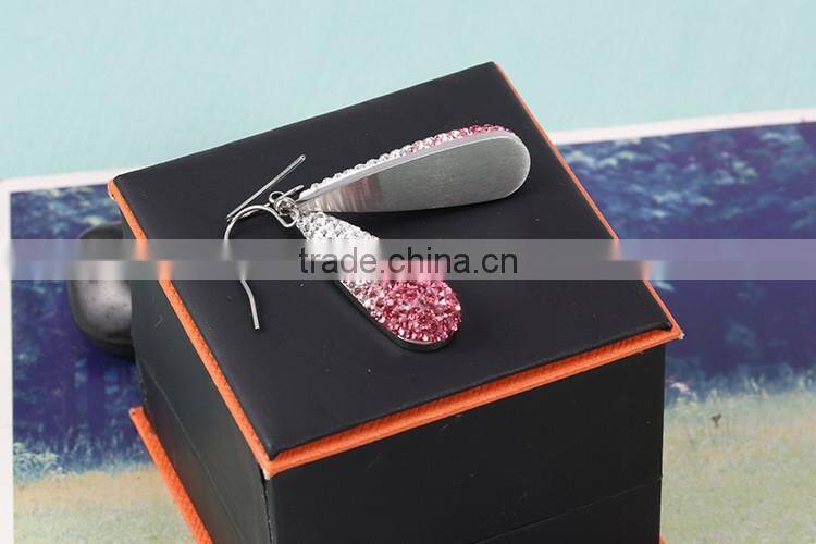 Mexican classical hot selling 3161 stainless steel pink rhinestone hanging earrings