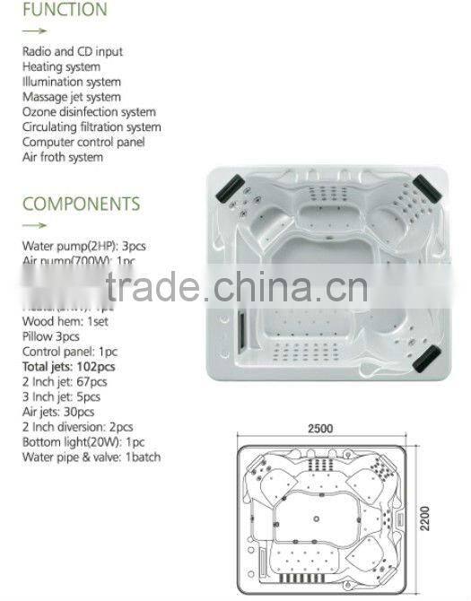 7 personsoutdoor 7 persons hot tub whirlpool outdoor spa with 32'' LCD TV M-3346