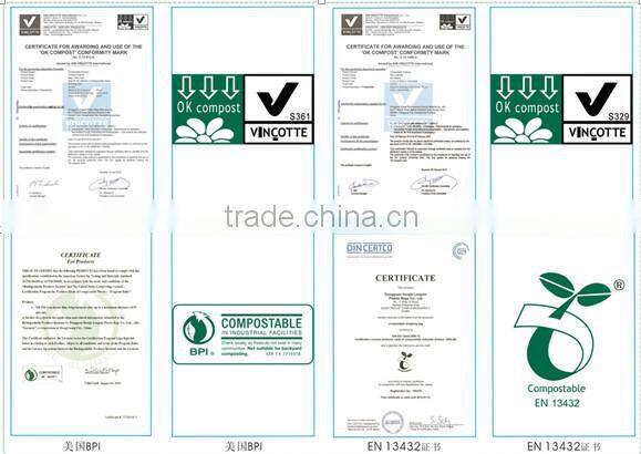 100% EN13432 ASTM D6400 cornstarch biodegradable shopper bag