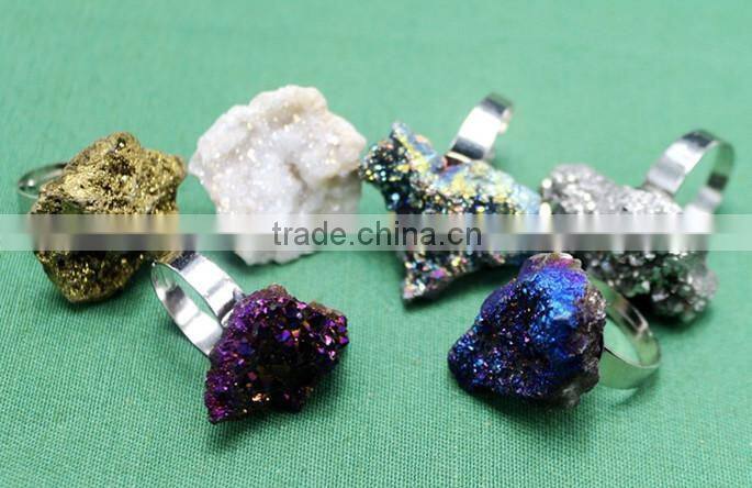 Natural crystal stone druzy changeable ring 2015 wholesale