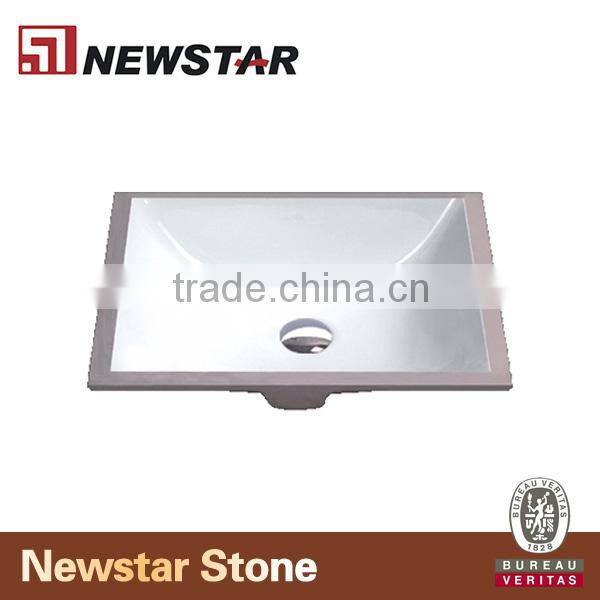 rectangle bathroom undermount ceramic sink with overflow hole