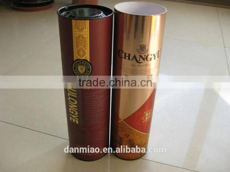 hot sale 4 color printed paper tube for red wine packing
