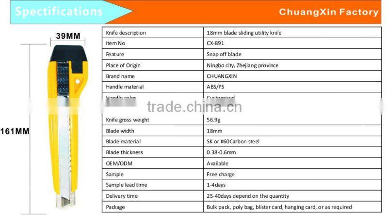 18mm blade sliding utility knife