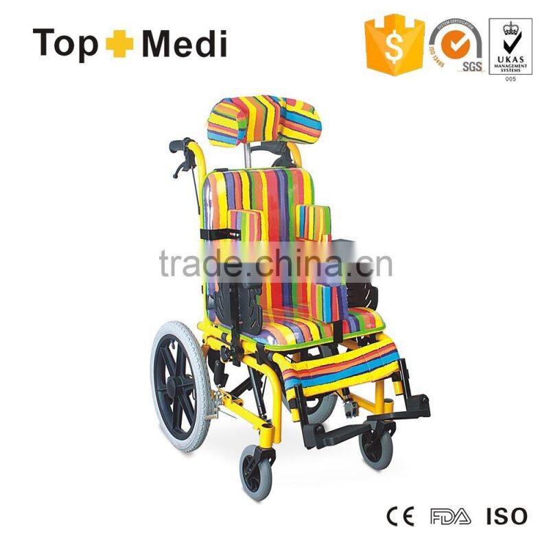 China supplier topmedi hot sales reclining wheelchair for cerebral palsy children