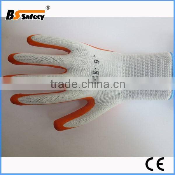 BSSAFETY 13 gauge nylon knitted nitrile safety gloves for building work