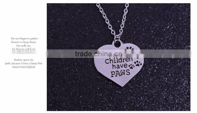 2016 new fashion alloy jewelry sculpture letter member of family silver children necklace heart pendant