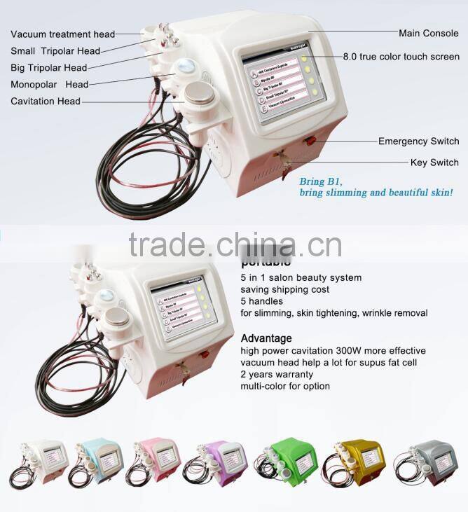 Hot 5 treatment handles Cavitation RF Fat lost machine for beauty salon use