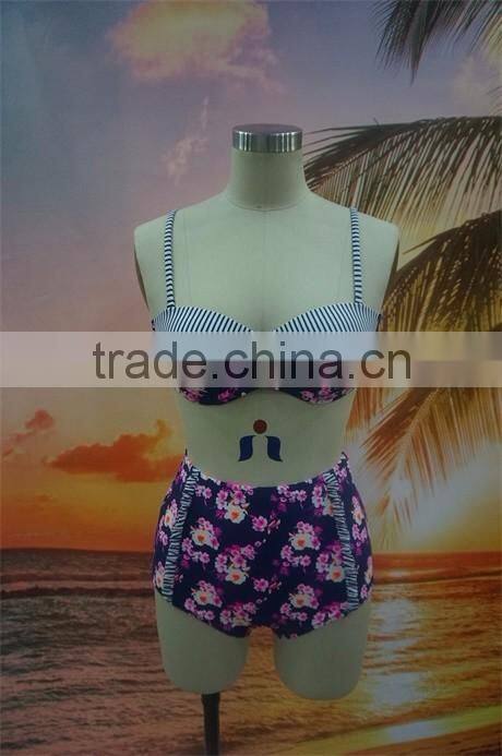 2016 Heart Printing High Waist Bikini