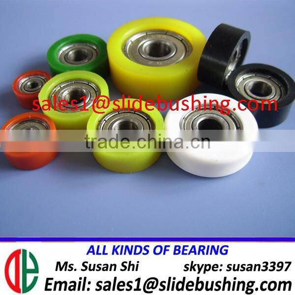 curtain window sliding door plain bearing 625 wrapped polyurethane PU rubber ball bearing U V groove ring plastic coated bearing