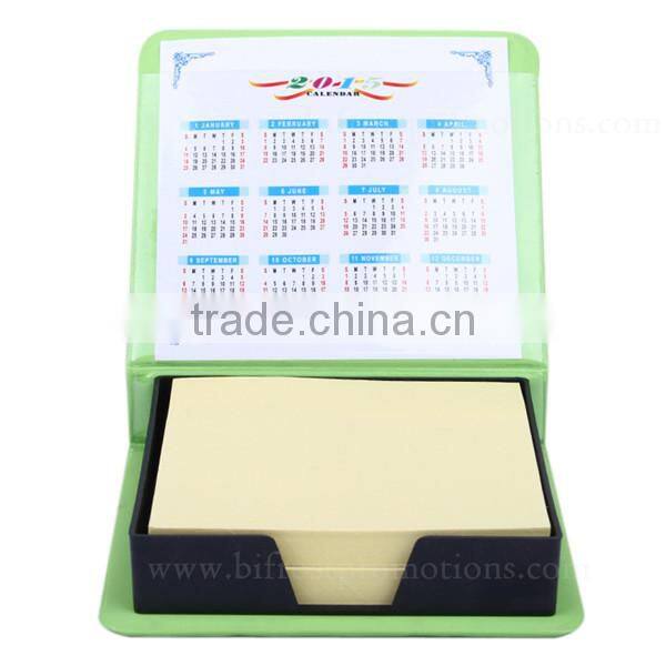 Color Leather Box With Calendar Sticky Custom Memo Pad