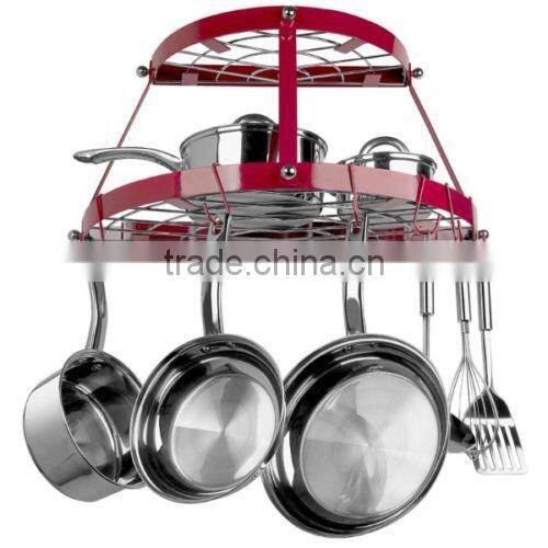 Spinner Hanging Metal Wall Mount Pot Rack Kitchen Shelf