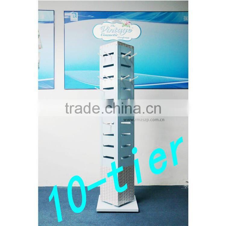 Upright heavy duty 10-tier metal through plate display rack