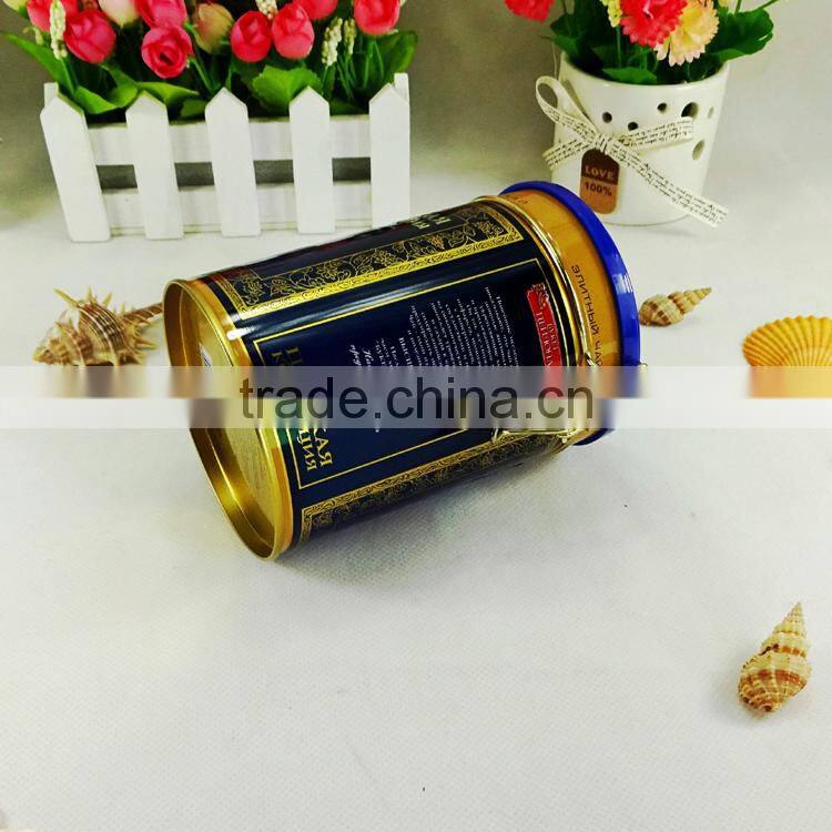 Custom design food grade round metal coffee sugar packaging tin canister