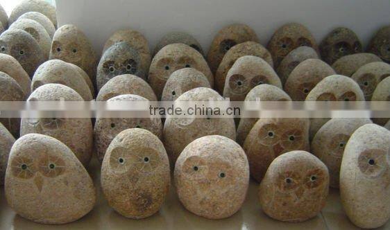Garden and indoor decor handmade river stone owl sculptures