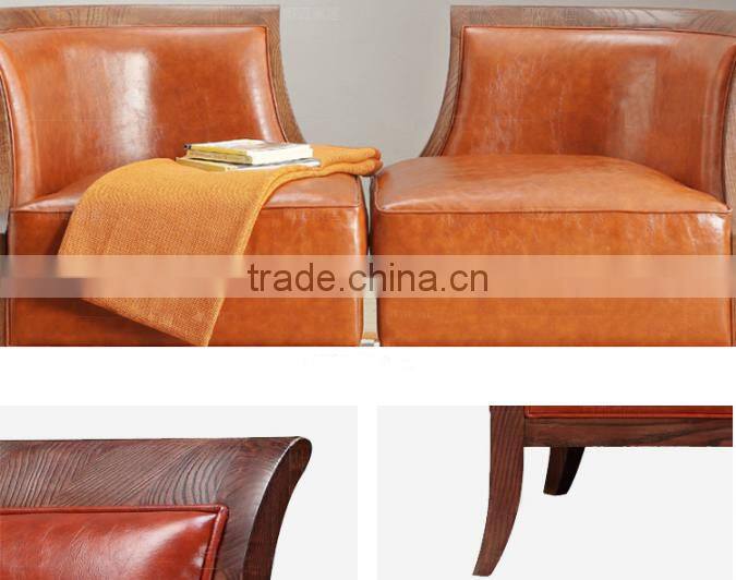 American style concise design genuine leather single leisure sofa