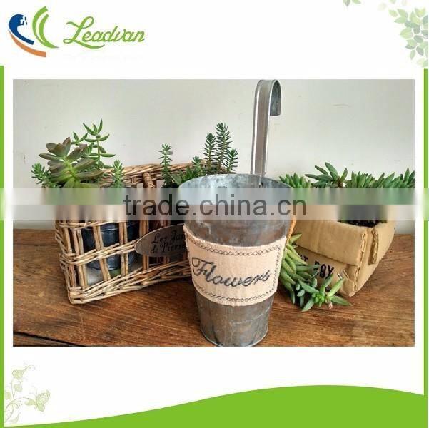 Galvanized iron metal balcony hanging flower pot with hook