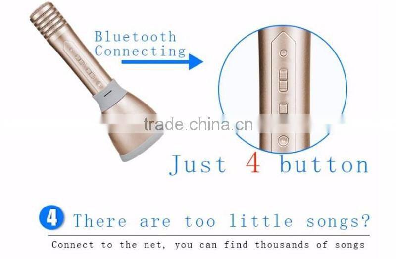 Alibaba wholesale portable Karaoke microphone for Smartphones Bluetooth speaker Portable Wireless Karaoke Microphone