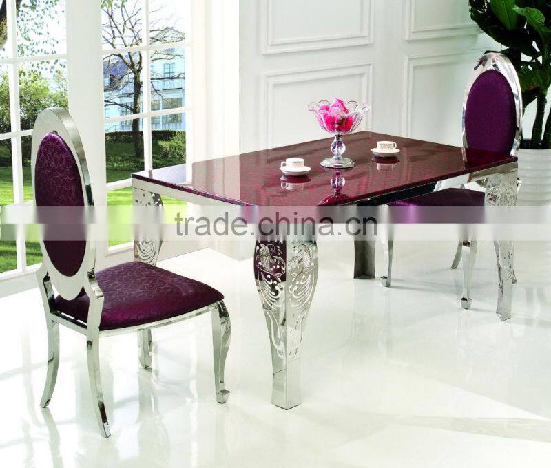 TH348 Modern design Red marble stainless steel dining table