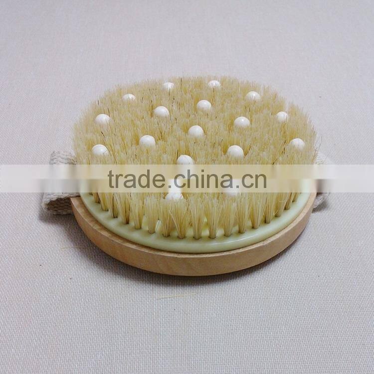C301-1 Natual boar bristle Bath Massage Brush Shower Rubber Massage Brush